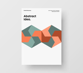 Fototapeta premium Abstract mosaic hexagons booklet illustration. Creative poster A4 vector design template.