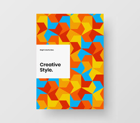 Original corporate brochure A4 design vector illustration. Minimalistic geometric shapes book cover template.