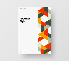 Trendy mosaic hexagons corporate brochure layout. Premium journal cover vector design illustration.