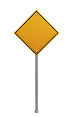 blank warning road traffic sign 3d render design