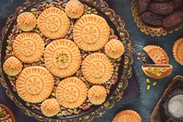 Arabic Cuisine; Middle Eastern traditional dates cookies 