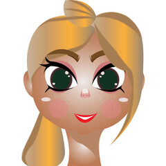Light blonde girl with green eyes