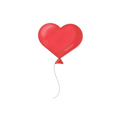 Fototapeta na wymiar One heart shaped balloons isolated on white background, watercolor effect. St valentine's day