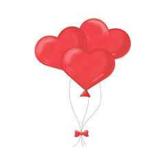Obraz na płótnie Canvas Three heart shaped balloons isolated on white background, watercolor effect. St valentine's day