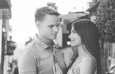 Portrait of the man and woman. Romantic vacation.