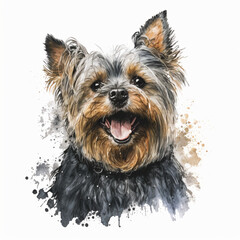Watercolor dog painting illustrate, animal, Yorkshire terrier