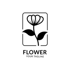 flower logo line vector template.