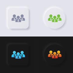 Fototapeta na wymiar Group of people icon set, Multicolor neumorphism button soft UI Design for Web design, Application UI and more, Button, Vector.