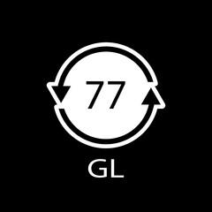 Copper Coated Glass. Glass recycling code 77 GL. Vector illustration