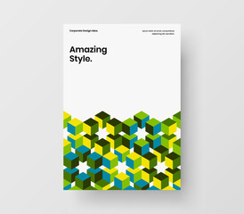 Premium magazine cover A4 vector design template. Original geometric hexagons flyer illustration.