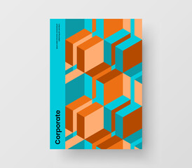 Bright mosaic hexagons catalog cover layout. Creative flyer A4 vector design template.