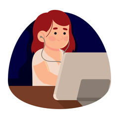 girl with laptop watching movie
