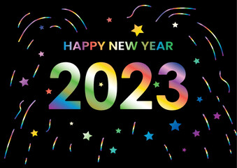 happy new year greetings with colorful gradation