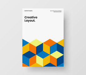 Clean brochure vector design template. Simple geometric shapes handbill illustration.