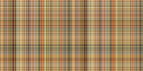 Woodland brown tartan seamless border textile. Tonal autumnal forest plaid with organic texture. banner of orange stripe for rough washi tape.