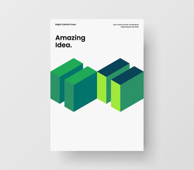 Trendy company brochure A4 design vector illustration. Minimalistic mosaic hexagons annual report template.