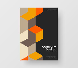 Colorful geometric hexagons book cover concept. Creative leaflet A4 design vector template.