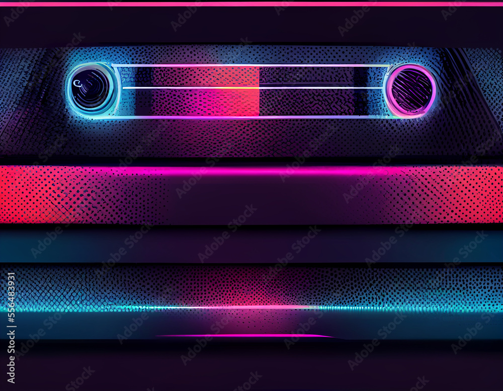 Aufkleber beautiful audio cassette tape in neon light.minimalism retro style concept. 80s. background pattern 