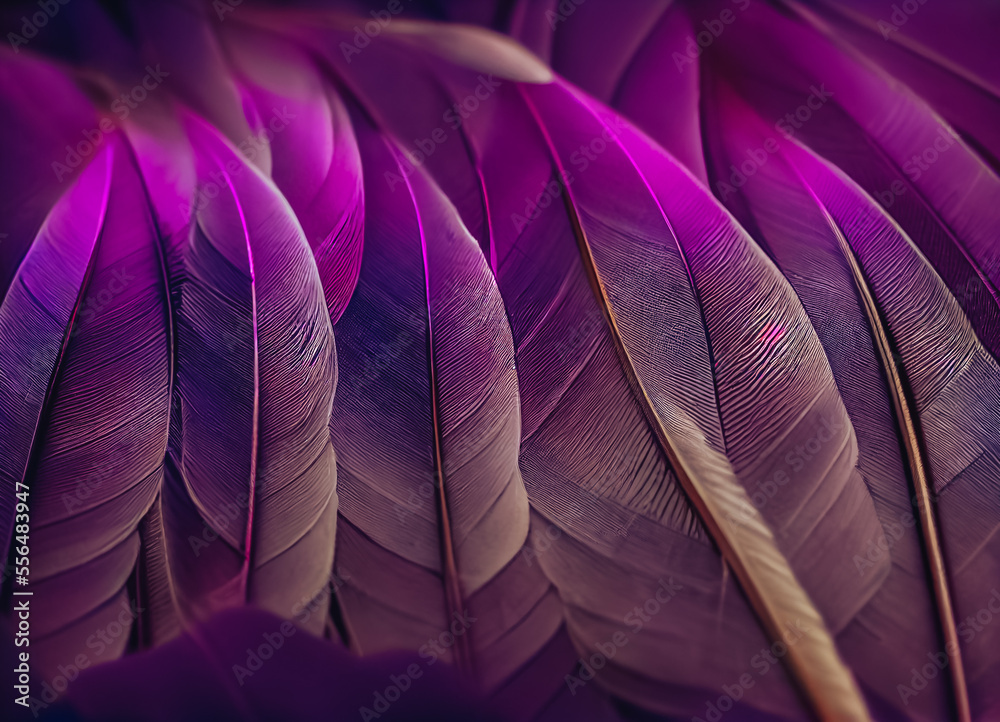 Poster bird feather purple colored light. beautiful background pattern texture for design