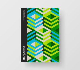 Multicolored catalog cover A4 design vector layout. Colorful mosaic shapes poster illustration.