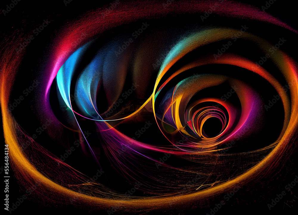 Poster Beautiful Abstract swirl tunnel with neon light on a background pattern textured for design.	