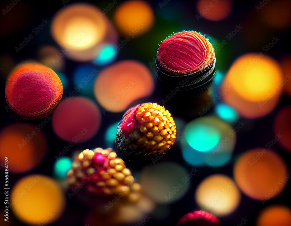 Aufkleber beautiful colored bokeh on a dark abstract background.