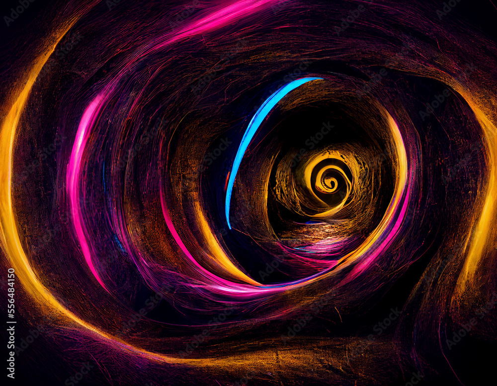 Leinwandbilder beautiful abstract swirl tunnel with neon light on a background pattern textured for design.