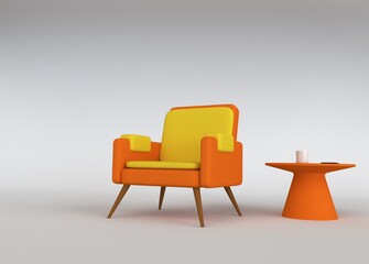 Realistic 3d chair isolated with shadow. Vector illustration