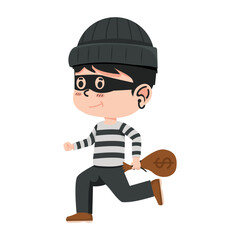  Thief  stealing with bag of money concept