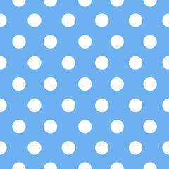 White polka dots on blue background. - obrazy, fototapety, plakaty