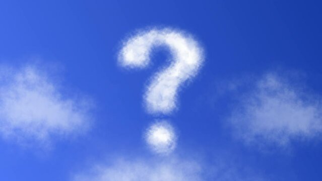 Question Mark Icon or Symbol with Cloud Effect Symbol Animation on Blue Sky