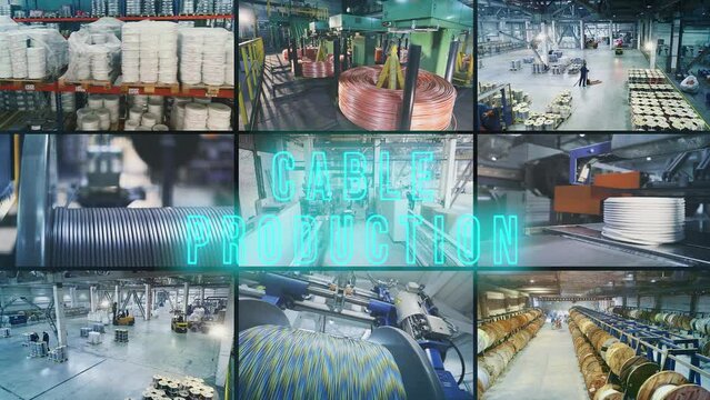 Cable production colage. Cable production text. Cable production multiscreen
