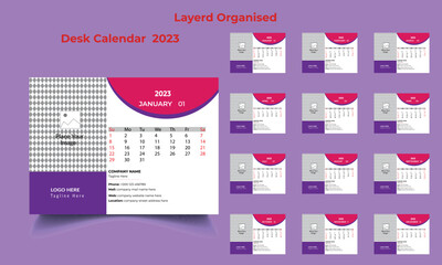 Desk Calendar, 2023 Desk Calendar, 2023 Calendar, 2023 12 Month Calendar, Desk Calendar Design