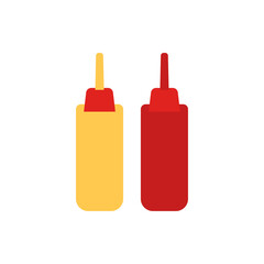 mayonnaise and ketchup in bottle flat design vector illustration