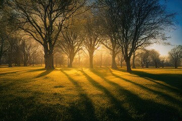 Fototapeta premium Landscape with trees in Morning Sun