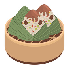 zongzi on bamboo plate