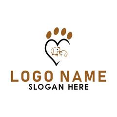 Unique dog foot sign logo design with vector format.