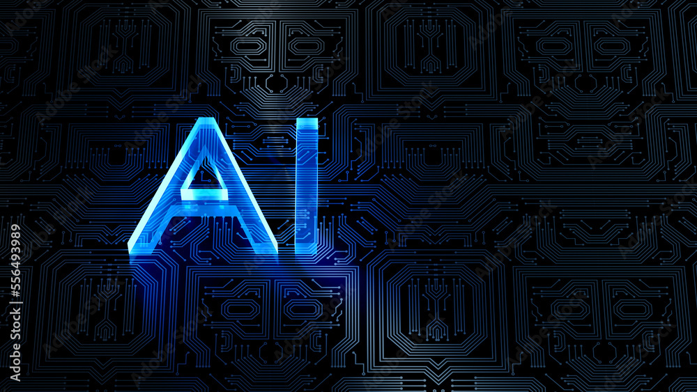 Poster artificial intelligence ai neural network digital brain machine deep learning processing big data an