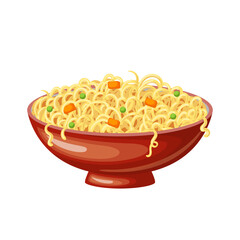 noodles bowl cartoon. food cuisine, chinese meal, asian dinner, chopsticks fresh, lunch tasty, noodle soup, dish delicious noodles bowl vector illustration