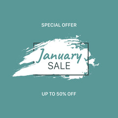 January Sale banner. Sale offer price sign. Brush vector banner. Discount text. Vector