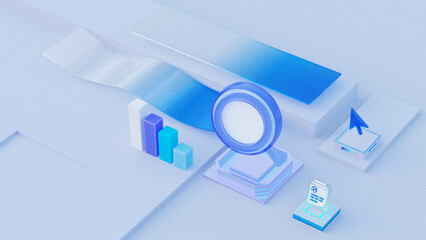 SEO Search Engine Optimization Marketing Ranking Traffic Website Internet Business Technology Concept. 3d render