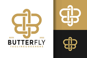 Letter B Butterfly Logo Design Vector Illustration Template