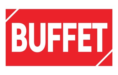 BUFFET text written on red stamp sign.