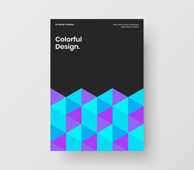 Bright geometric pattern book cover concept. Isolated booklet A4 vector design template.