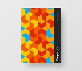 Abstract poster design vector template. Vivid geometric pattern booklet concept.