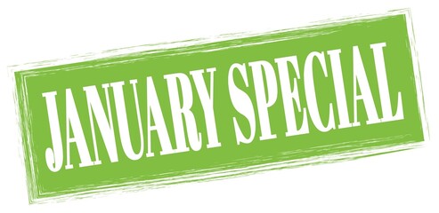 JANUARY SPECIAL text written on green stamp sign.