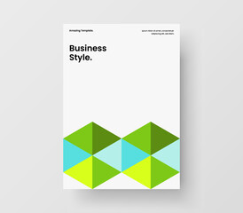 Bright catalog cover design vector layout. Vivid mosaic shapes brochure template.