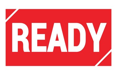 READY text written on red stamp sign.