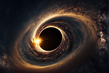 Illustration of a black hole in space - Generative AI