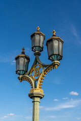 Fototapeta na wymiar Decorated Lamp on the Westminster Bridge in London England